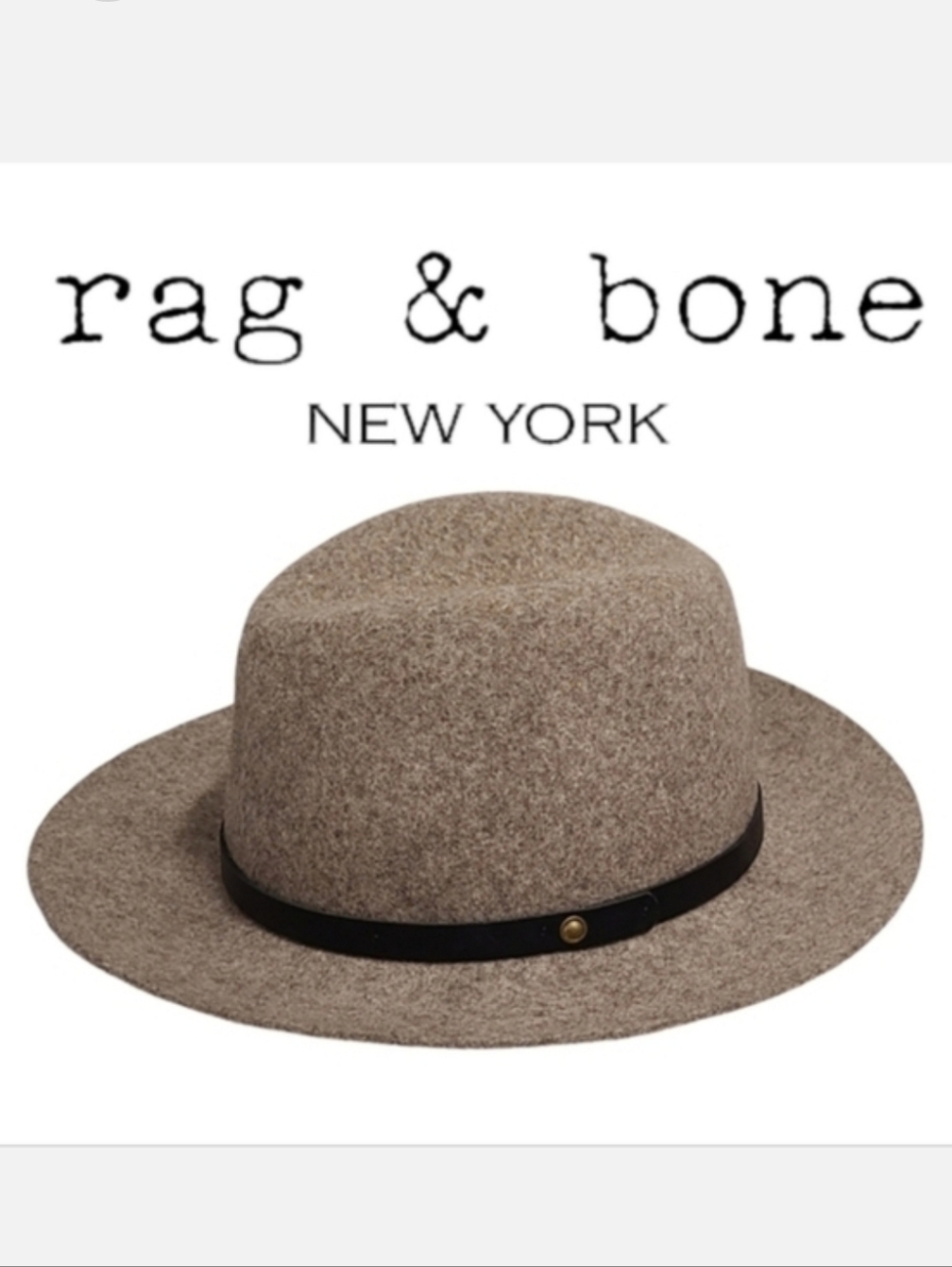 Rag & Bone Floppy Brim Wool Fedora With Black Leather Band in Wheat Sz M
